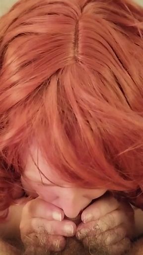 Emotional moment from "Mature redhead blowjob"