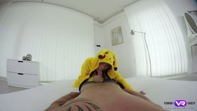 A cutie in Pikachu costume Nicole Love rides a dick in POV