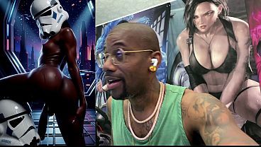 Ebony Storm Trooper Transgender Twerking Her Ass While Pre-Cumming, AI Generated