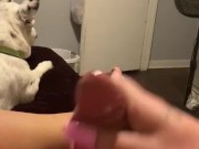 Transgirl bust hot, creamy load after edging #trans #cum #whitedick #caught