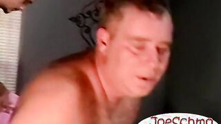 Attractive inked teen masturbates during an interview