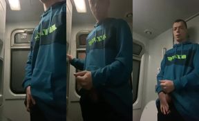 Train bathroom wrecked pounding cum while they almost busted in