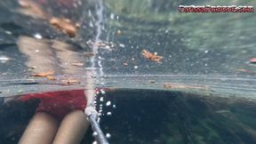 Carissa snorkeling in her Christmas outfit in a spring part 1