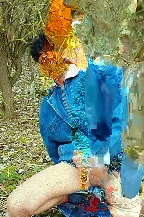 Twink Wanks with Penis Plug Outdoor - Cum Leaking with Urethral Ball Inside