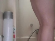 Rosie pleasures herself in the shower while husband is away