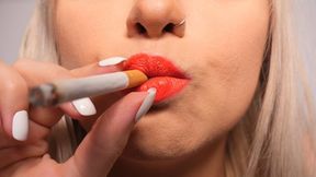 Smoking with Red Lipstick