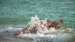 Blonde virgin with tattoos massaged by hot masseuse