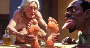 Old Granny Foot Worship - Man Licking Oiled Wrinkled Soles
