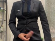 jerking off in a wedding suit