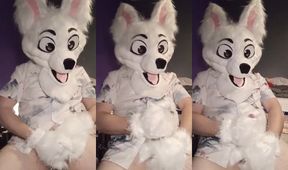 Fursuit paw worship until he gushes cum shots