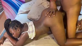 A WILD BLACK GIRL TAKING MY CUM!!