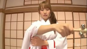 Big tits shrine maiden-implantation of semen on a good luck pussy-