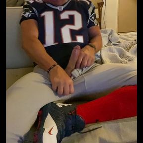 JockDad87 Shoots a Load of Cum in His Football Gear