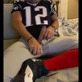 JockDad87 Shoots a Load of Cum in His Football Gear