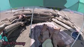 MissCreamy's wife shares big cock on French nudist beach