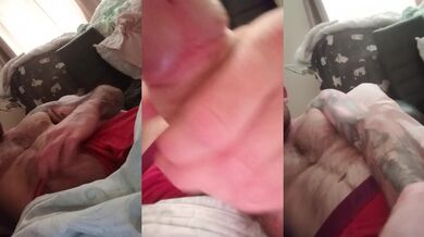 Throbbing massive cock cums all over camera while daddy talks dirty