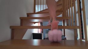 Miku Gives Holds Her Feet With Light Pink Golf Balls Flip-flops On Man Balls