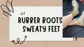 sweaty feet rubber boots transparent