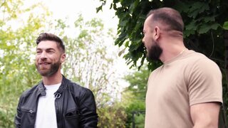 Hairy stud Sir Peter is banging Matt inside of the pool