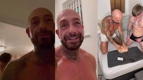 MMF threesome with horny gay mate and his busty sex doll fucked raw