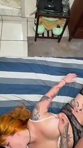 Big Boobs Redhead and Hot Brunette Shared the Same Dick
