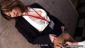 Lewd office nympho Yuria Takeda gets a chance to suck Japanese cock