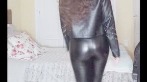 Watch me dance sensually in leather, PVC outfit