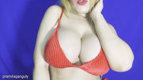 Too Weak & Dumb For My Big Beautiful Boobs In Red Bikini Top