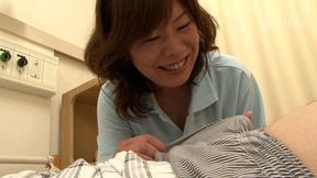 Mature caregiver gives sloppy blowjob to elderly man's erection