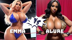 Big tit topless female pro wrestling: Alure vs Emma Dumbois HD