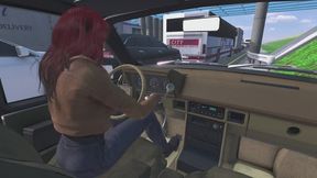 Dodge Caravan Cranking Template - Back Seat View of Camilla in Loafers