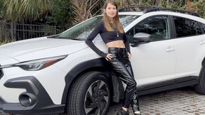 Engine Rev Tease – Shiny Black Pants, Crop Top & Power Drive (4K)