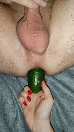 He Likes Big Cucumber in Ass - Vegetable Anal Fuck