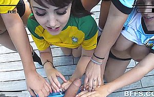 Four sweet soccer ball chicks banged intense after a game - Naked Girls
