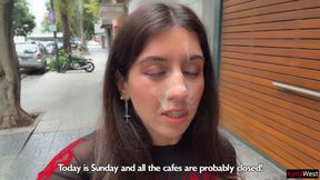 I Love to Walking Covered in Cum! Please Cum on My Face! - Public Cumwalk on Street