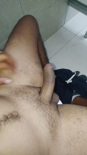 Caressing the Beautiful Cock in the Public Bathroom