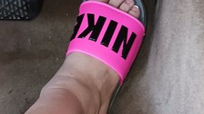 Driving the Benz in pink Nike slides part 2