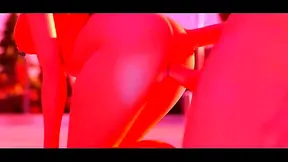 Busty anime vixen blows steam after shower in wet fantasy scene