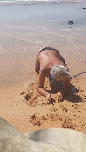 Ladysilva on the Beach in Very Sexy Panties Her Big Ass