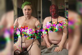 tits tied and face covered in bondage tape