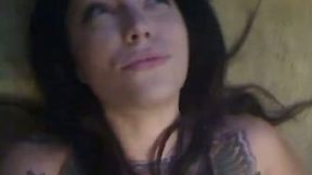 Tattooed white brunette harlot on POV passionate sex tape