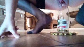 Dirty girl humps big bottle in her quest for pleasure