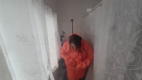 Wet in the Shower in Rainwear