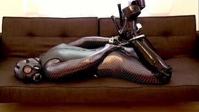 Zentai Hogtcuff on the Sofa