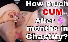 How Much Cum After 4 Months in Chastity Femdom Cock Milking Ruined Orgasm