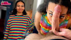 Ebony Teen helps BWC workout with a CREAMPIE