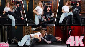 Dungeon Dommes Denim &amp; Leather Tease