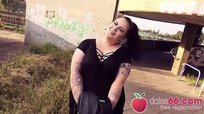 German SEASONED BEAUTY deepthroats stranger's cock by the autobahn