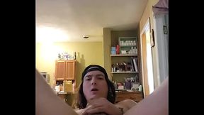 Skater boy Damien Jayce solo fucks and deep throats dildo