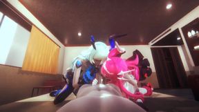 Rozaliya & Liliya torn apart in a dripping threesome